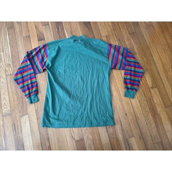 Cross Creek Vintage Rugby Shirt Striped Purple Green Long Sleeve USA Made Size M - Picture 4 of 6